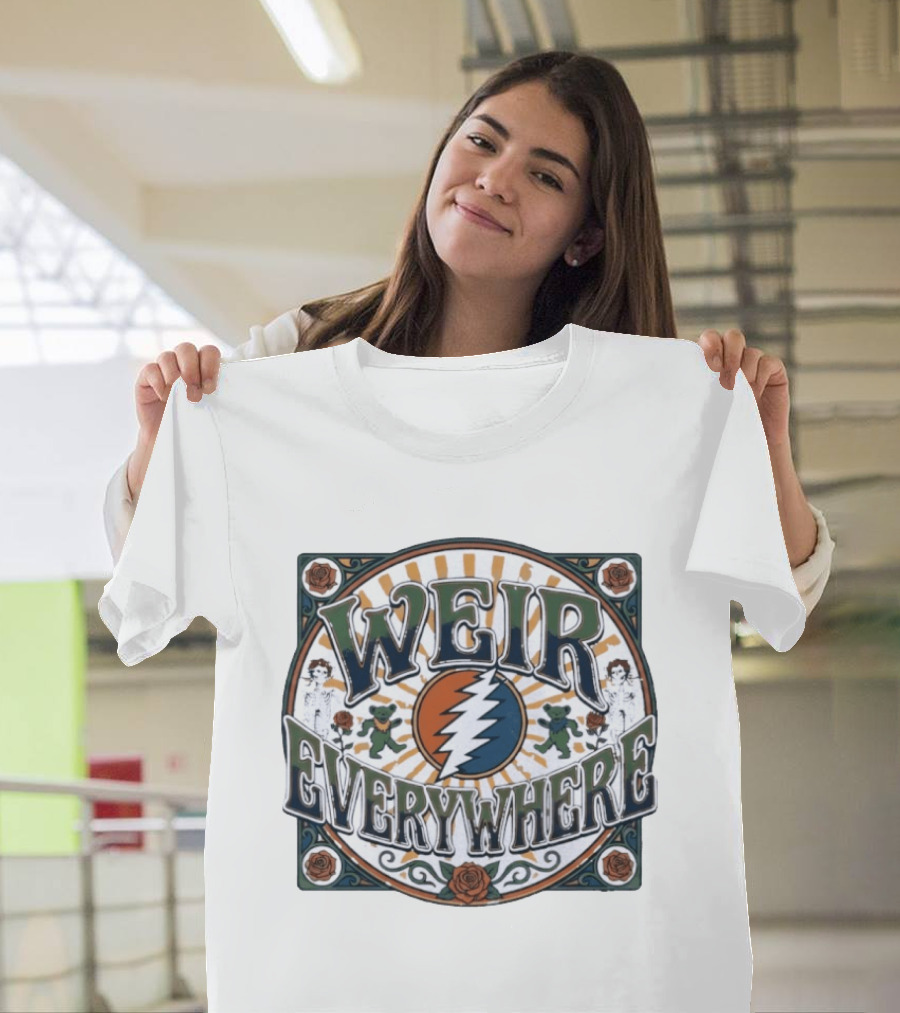 Weir Everywhere Grateful Dead Lightning Bolt Bears Roses T-Shirt