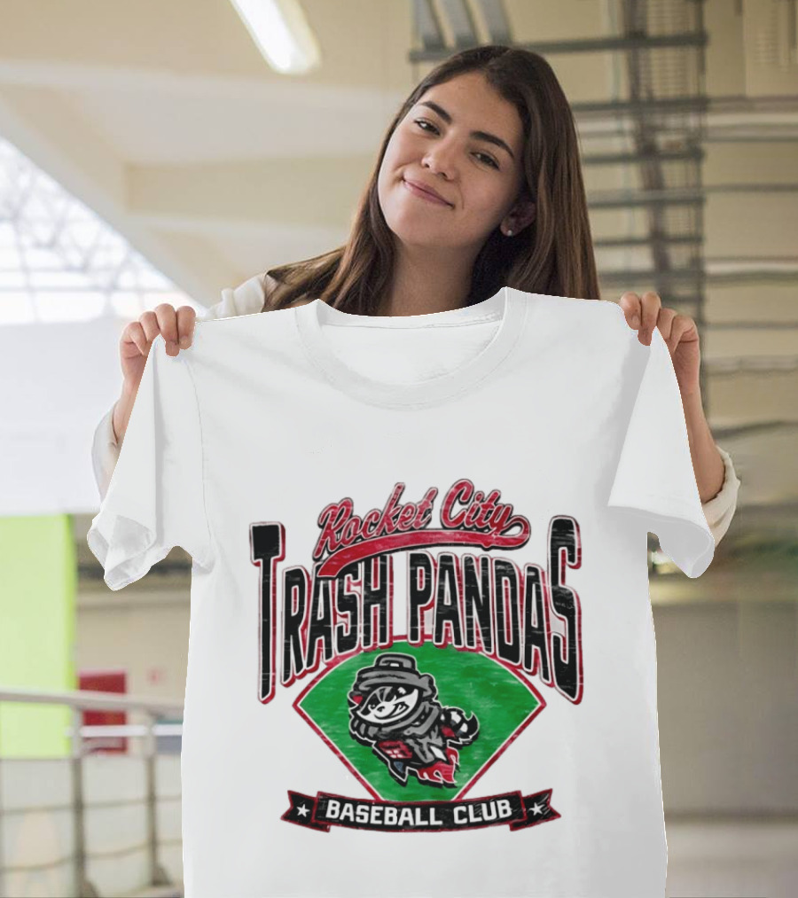 Rocket City Trash Pandas Baseball Club Team Logo Raccoon T-Shirt
