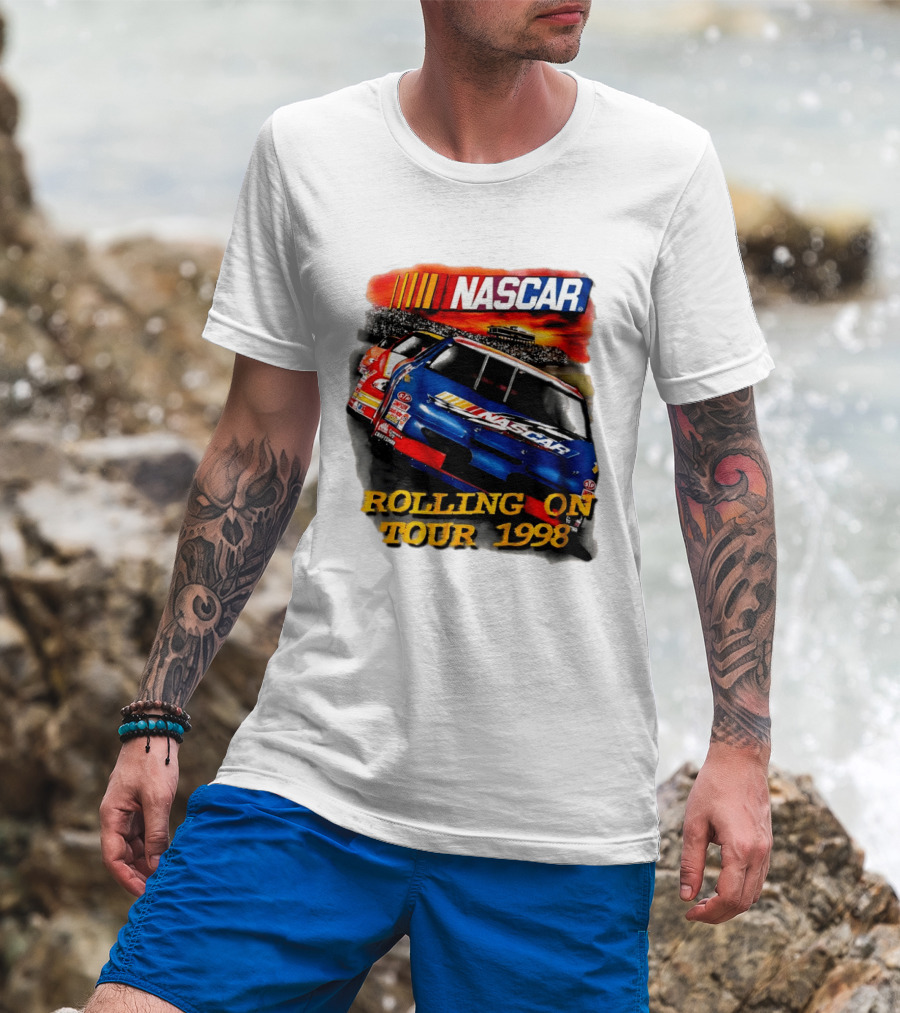NASCAR Rolling On Tour 1998 Vintage Racing Scene T-Shirt