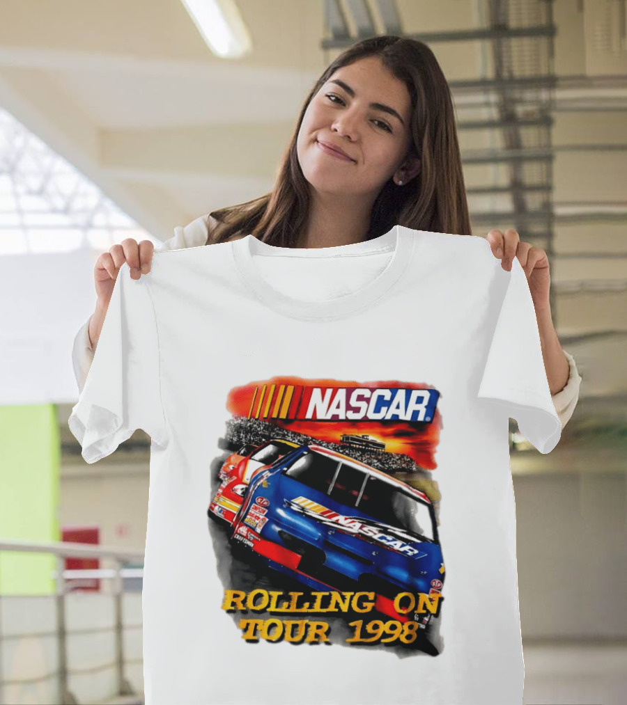 NASCAR Rolling On Tour 1998 Vintage Racing Scene T-Shirt