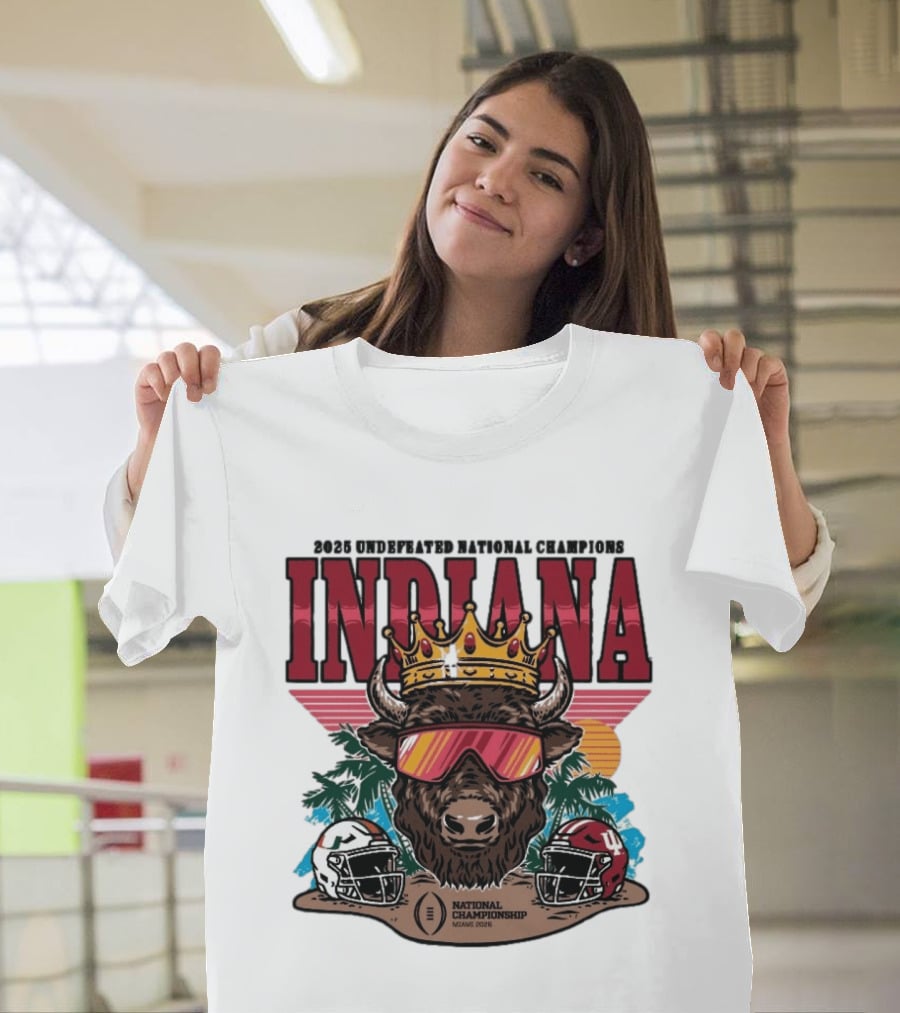 Indiana Hoosiers 2025 Undefeated National Champions Bison Crown National Championship Miami 2025 T-Shirt