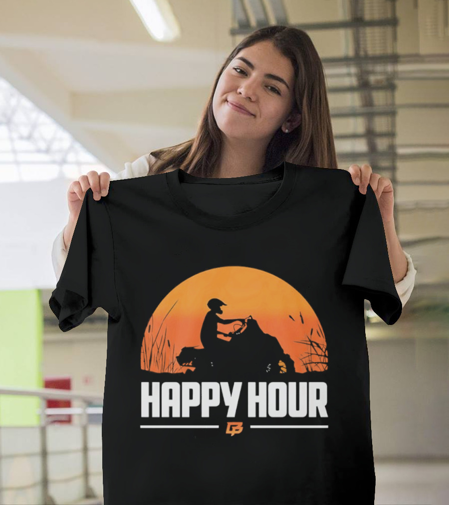 Happy Hour Motorcycle Sunset Silhouette Adventure T-Shirt