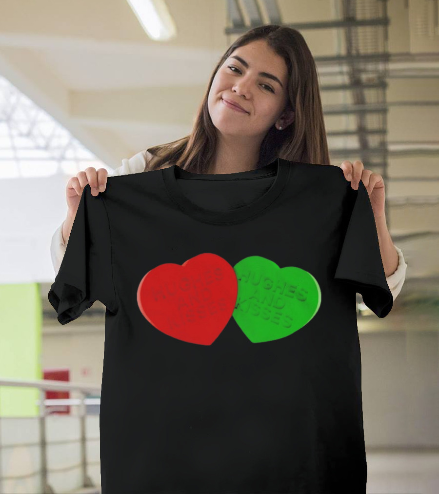 Hughes And Kisses Red Green Heart T-Shirt