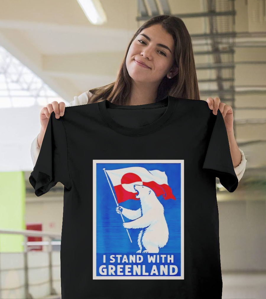 I Stand With Greenland Polar Bear Flag White Bear T-Shirt