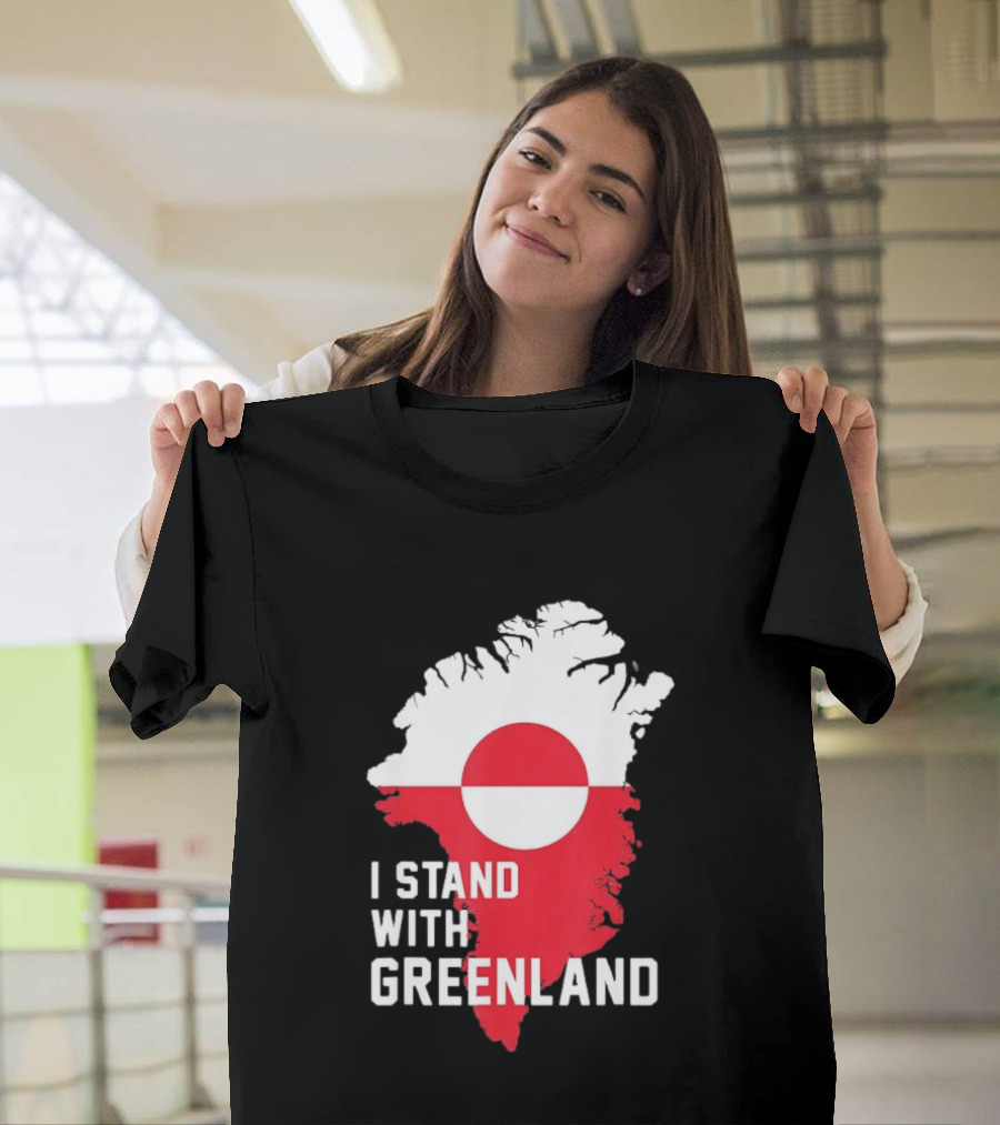 I Stand With Greenland Greenlanders Support Flag Map T-Shirt