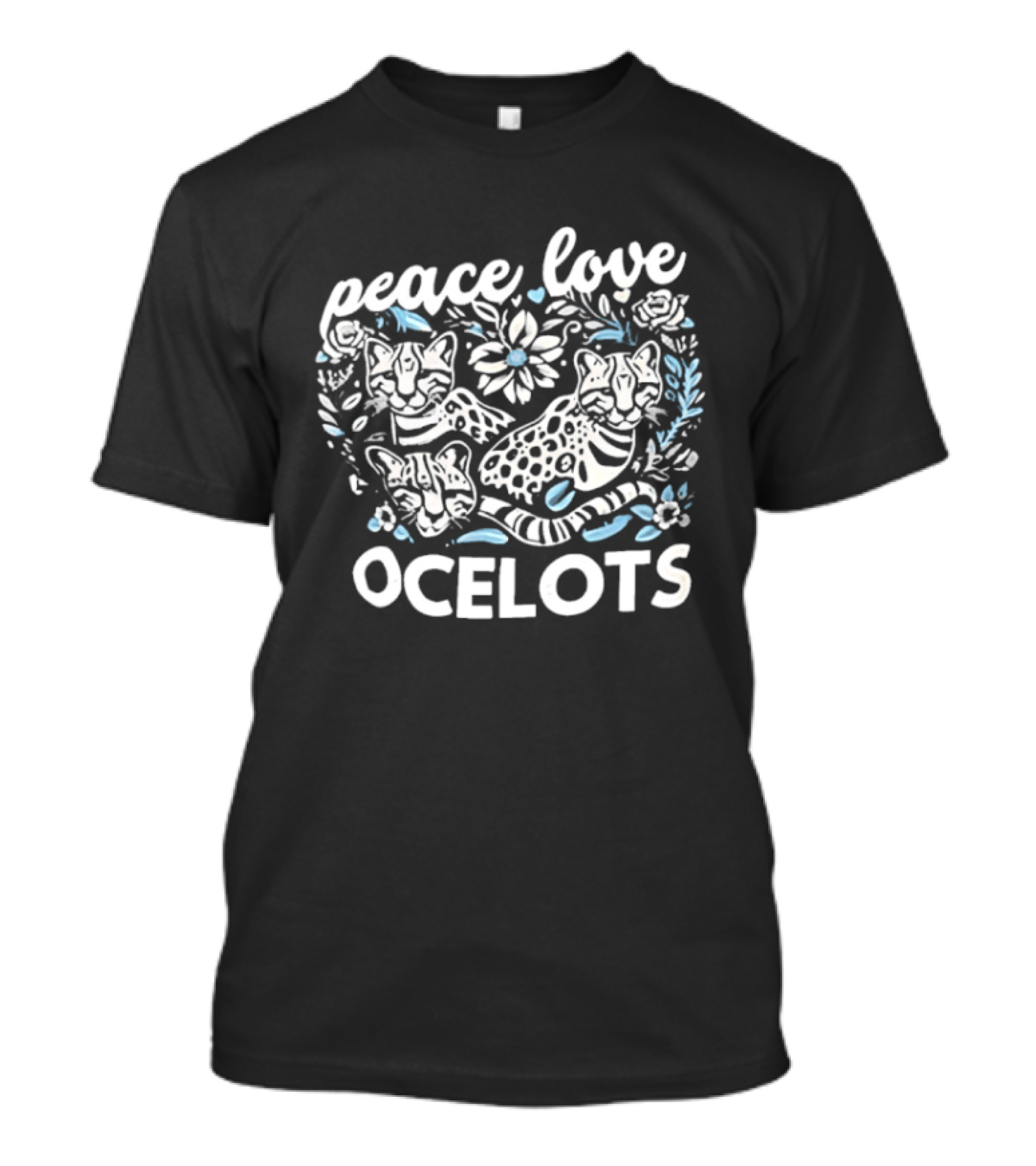Peace Love Ocelots Floral Cat Embrace T-Shirt