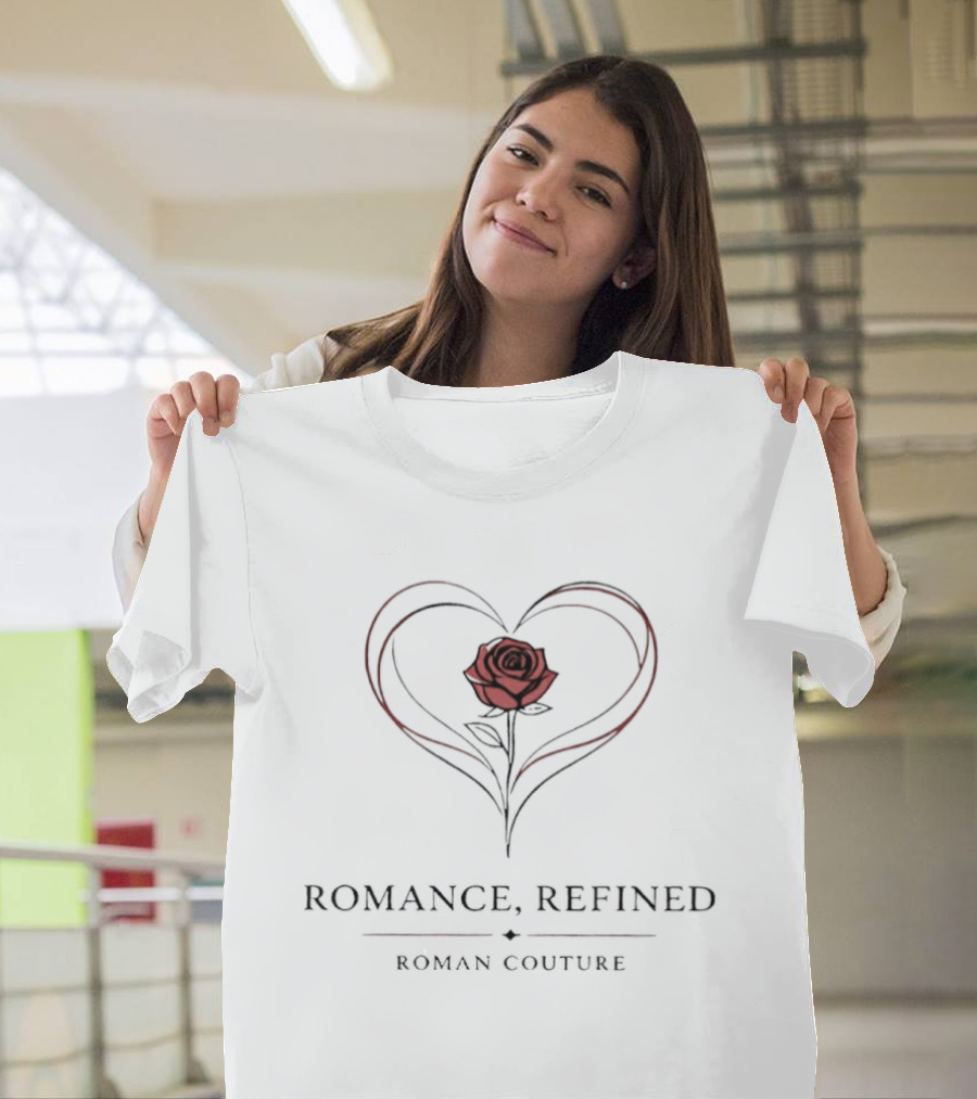 Romance Refined Roman Couture Rose Heart Shape T-Shirt