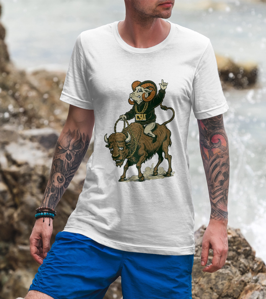 Colorado State Rams CSU Riding Buffalo In Rivalry T-Shirt