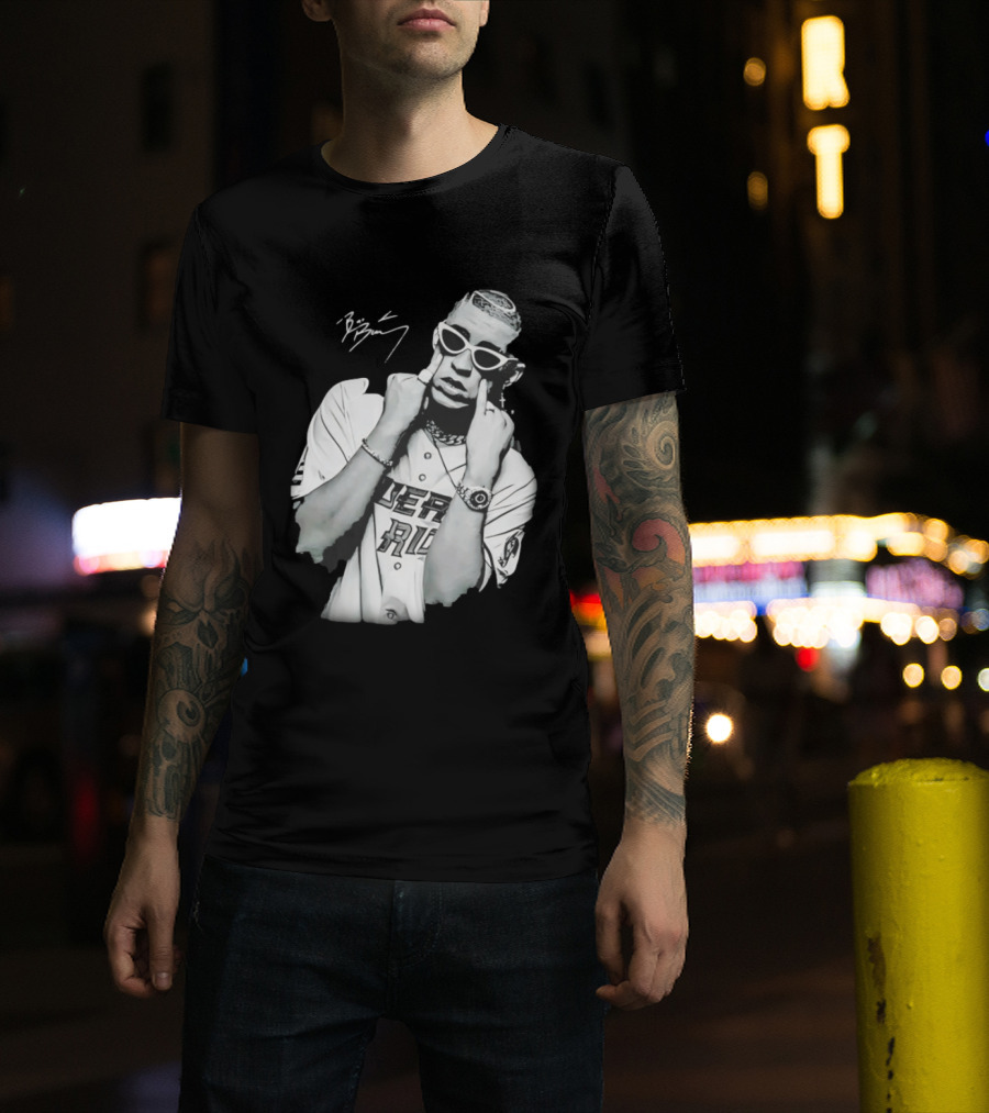 Benito Antonio Martinez Ocasio Bad Bunny Signature Puerto Rico Baseball Jersey Look T-Shirt