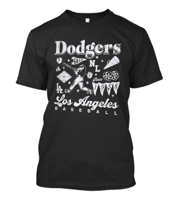Dodgers Los Angeles Baseball Vintage Style Iconography MLB 1958 T-Shirt