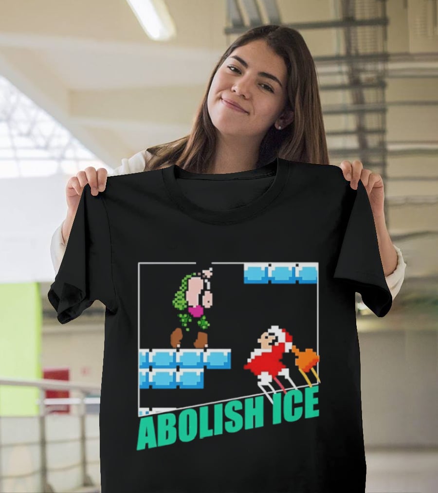 Abolish ICE Super Mario Style Pixel Art USA Retro Gaming T-Shirt