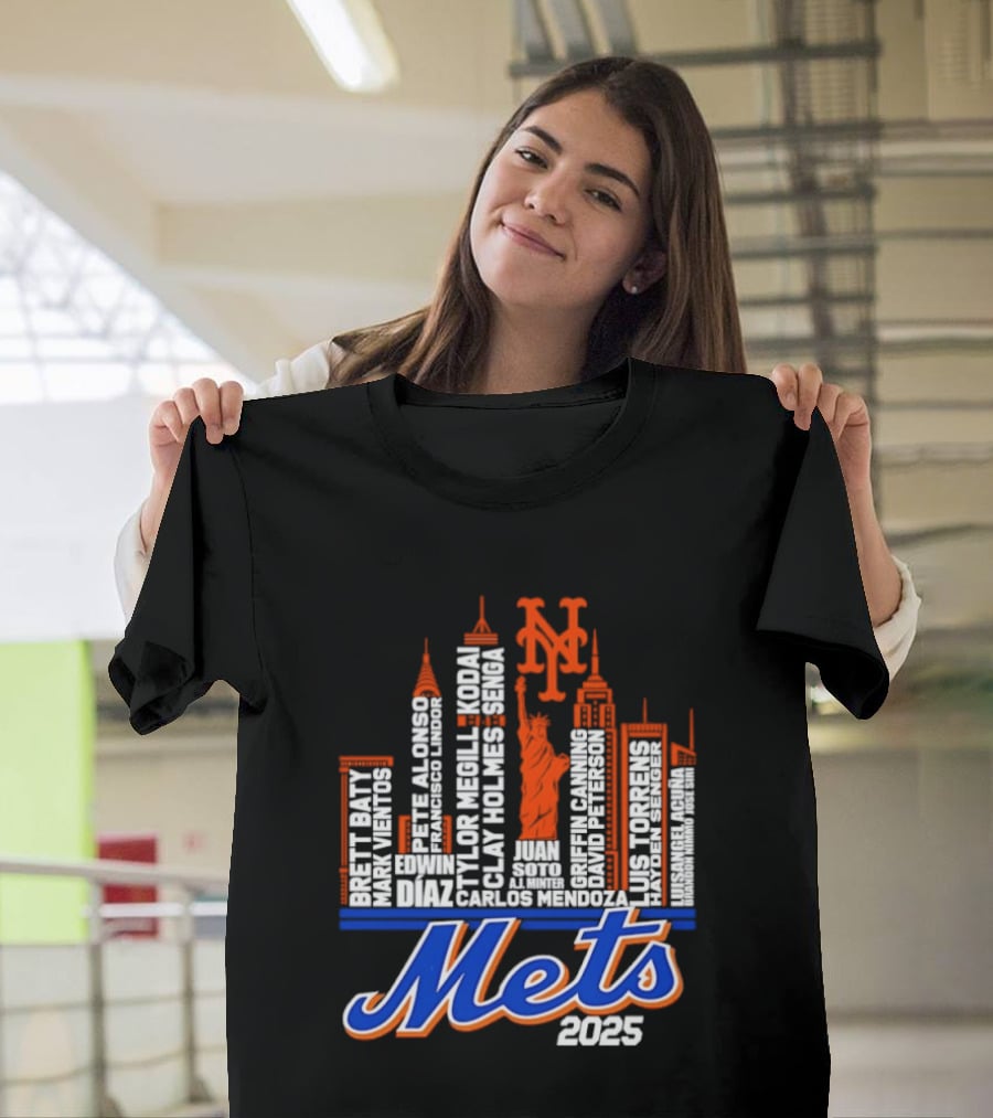 New York Mets Players City Skyline 2025 T-Shirt