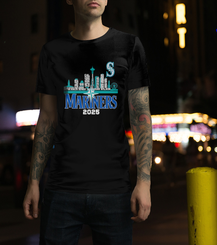 Seattle Mariners 2025 City Skyline Player Names Iconic S T-Shirt