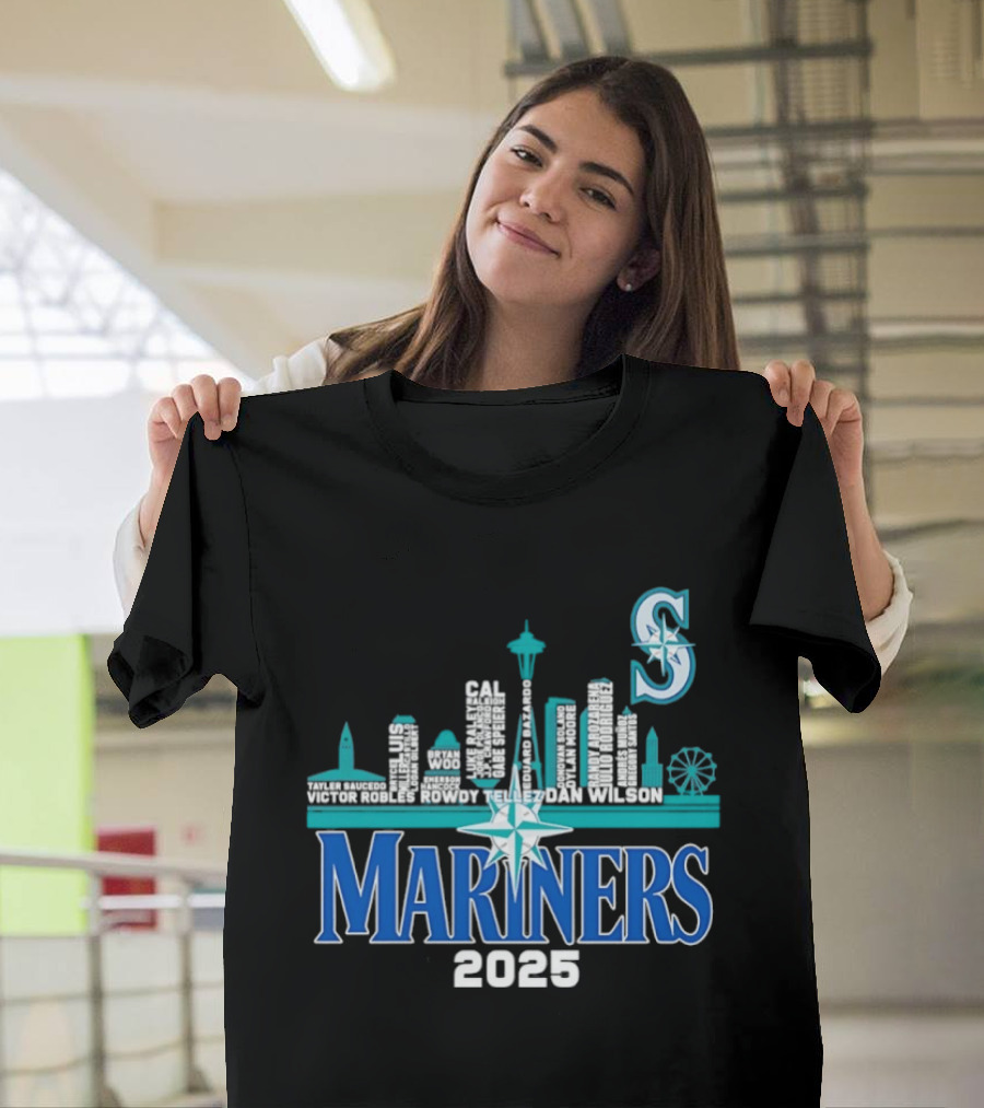 Seattle Mariners 2025 City Skyline Player Names Iconic S T-Shirt