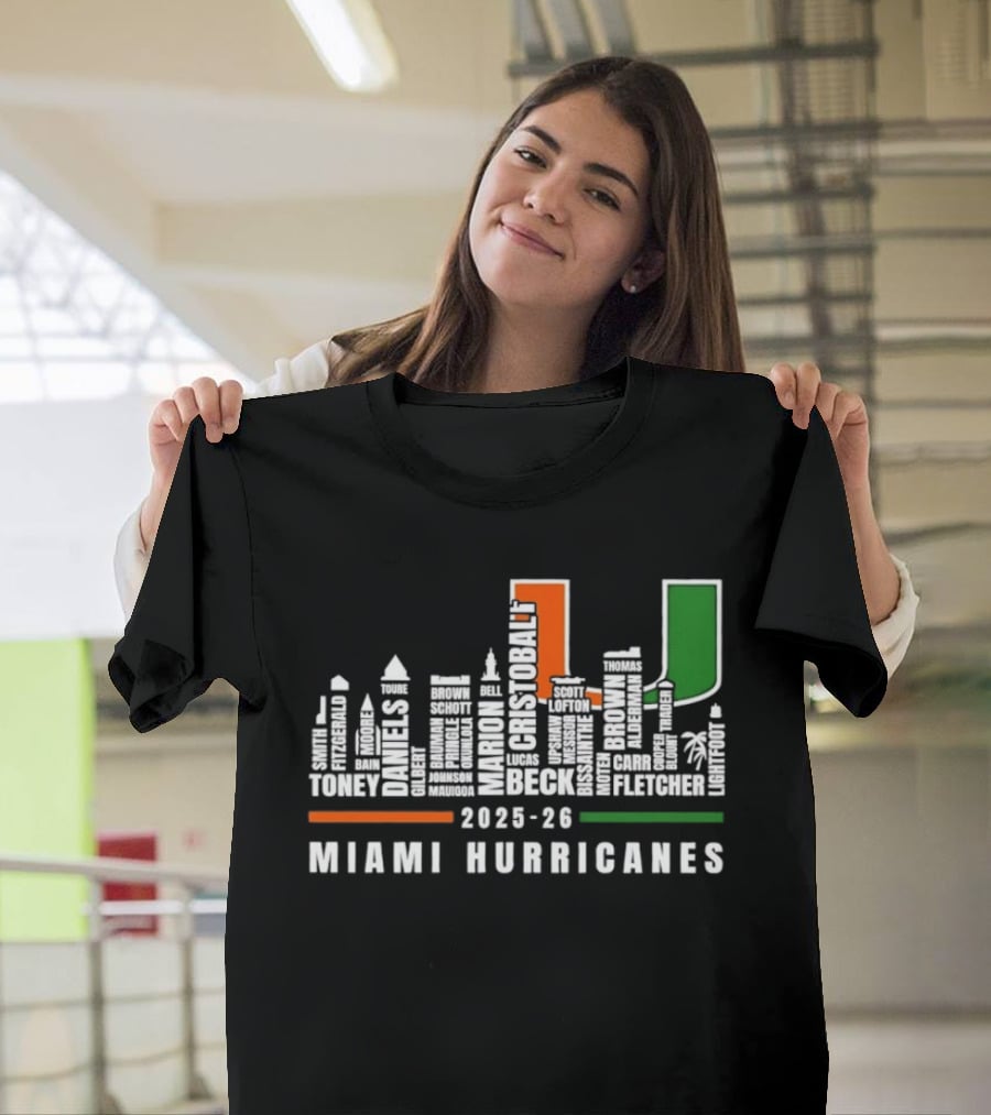 Skyline City Miami Hurricanes 2023 24 Player Names U T-Shirt