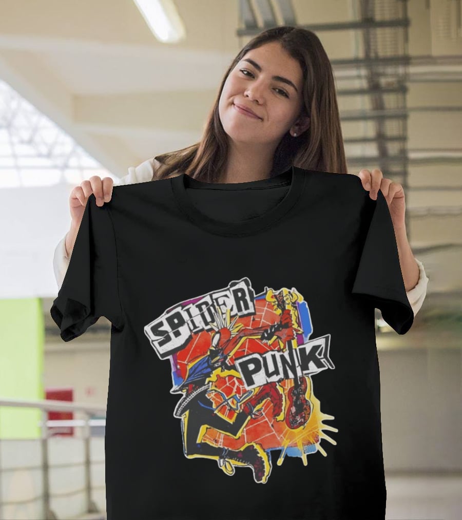 Spider Punk Guitar Hero Rebellion Web Burst T-Shirt