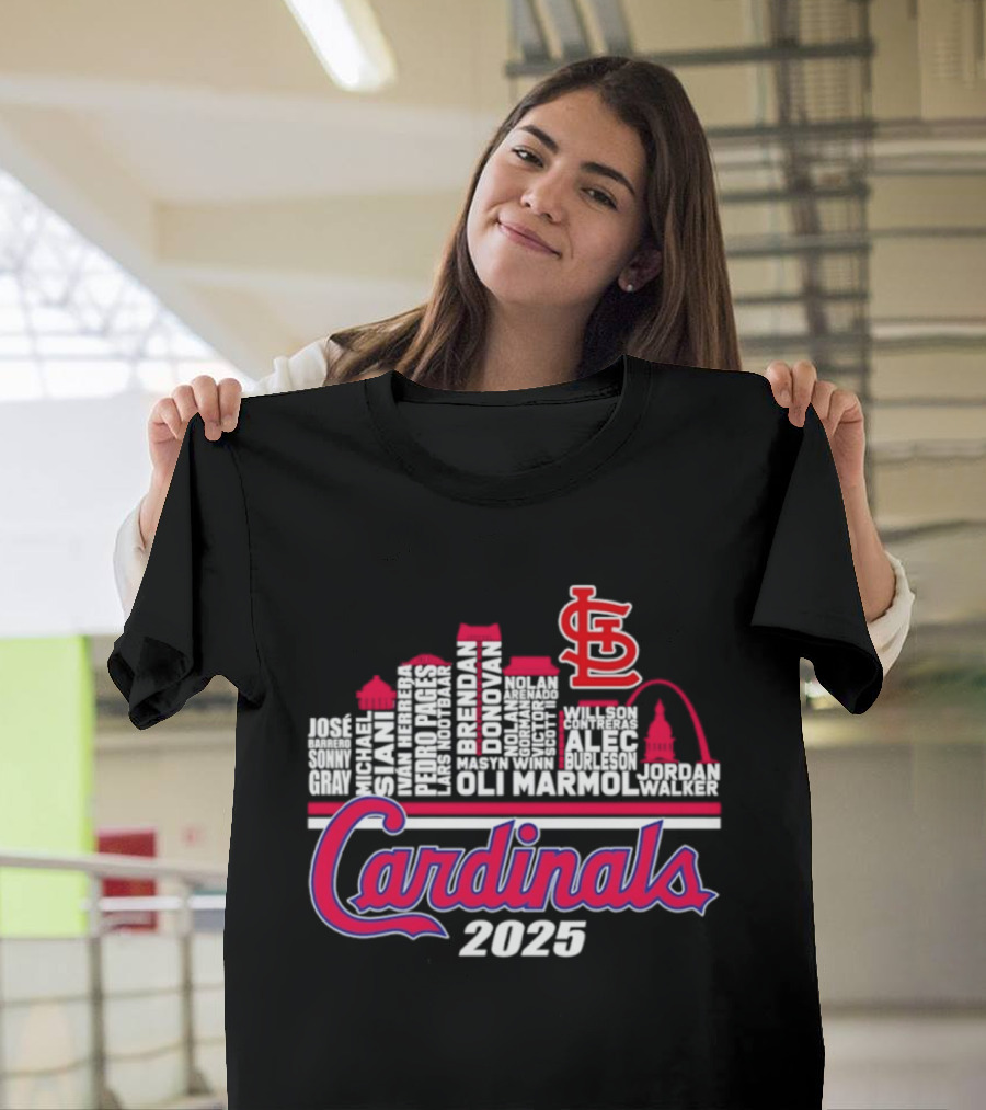 St Louis Cardinals Player Names City Skyline 2025 T-Shirt