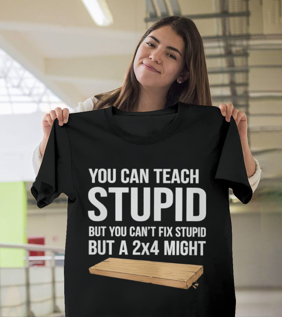 You Can Teach Stupid But You Can't Fix Stupid But A 2x4 Might T-Shirt