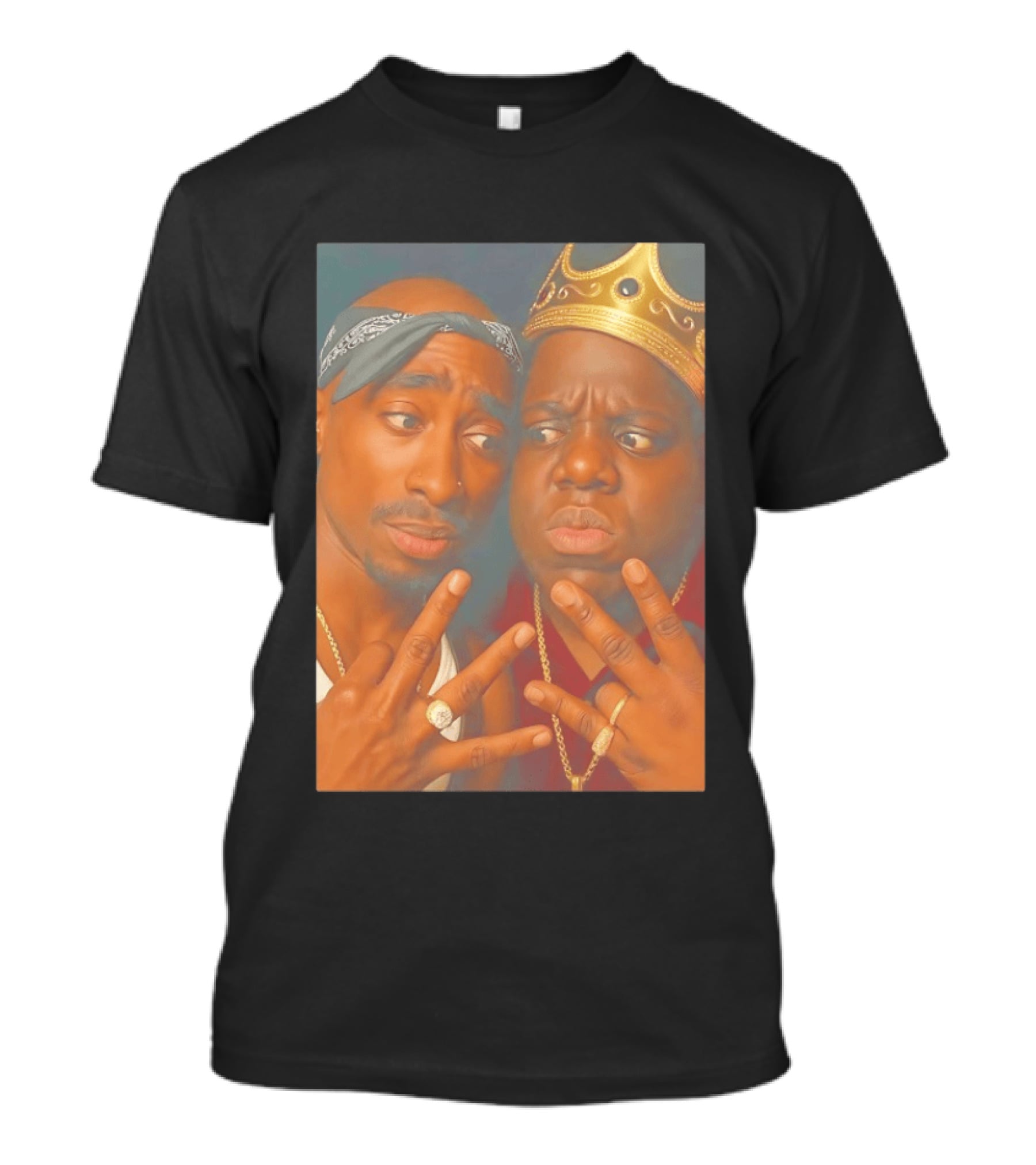 2Pac Biggie Smalls Meme With Bandana And Crown T-Shirt