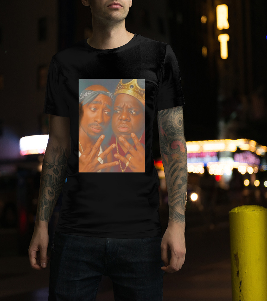 2Pac Biggie Smalls Meme With Bandana And Crown T-Shirt