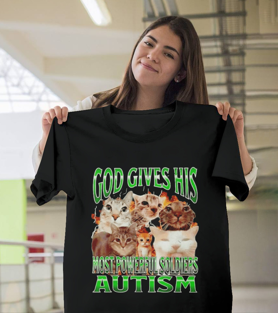 God Gives His Most Powerful Soldiers Autism Cats T-Shirt