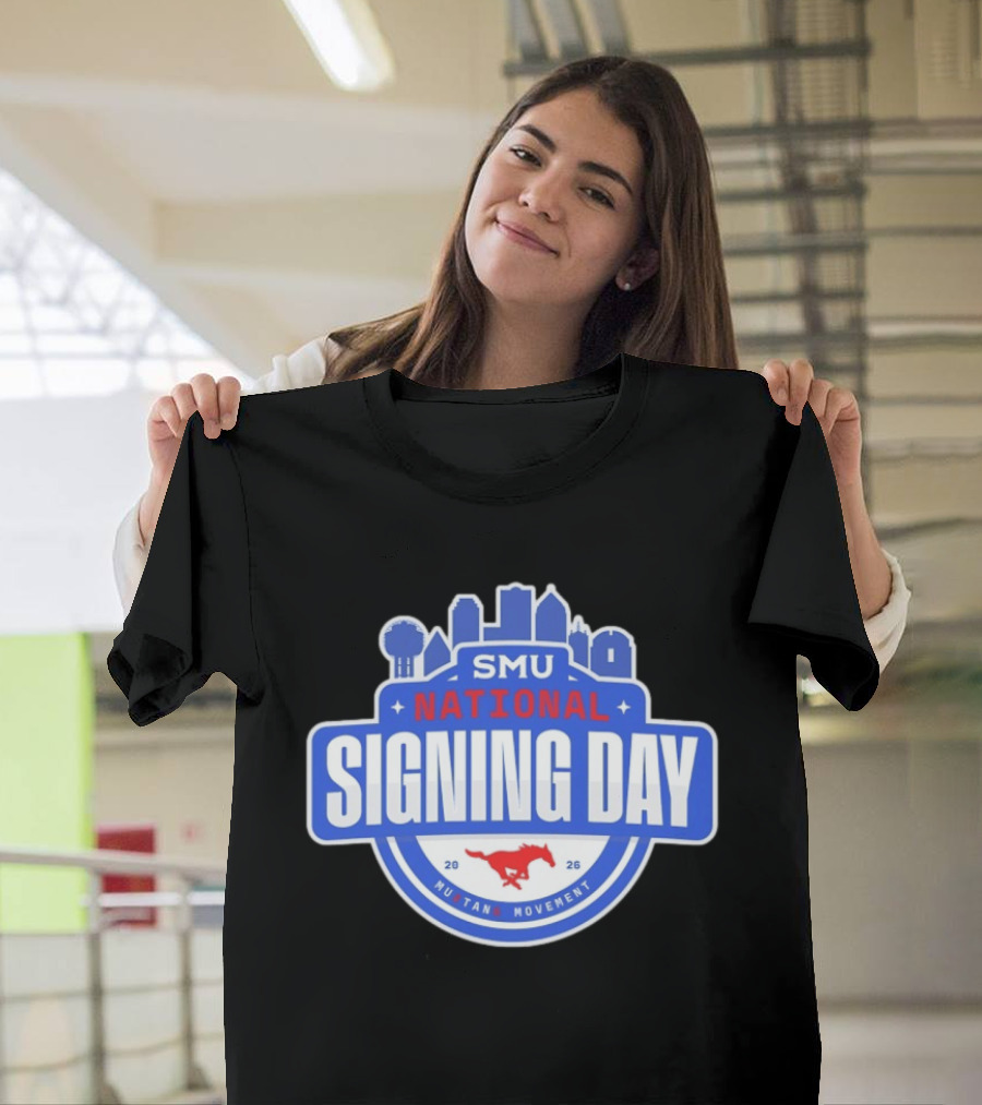 SMU Mustangs National Signing Day Mustang Movement 2026 Skyline T-Shirt