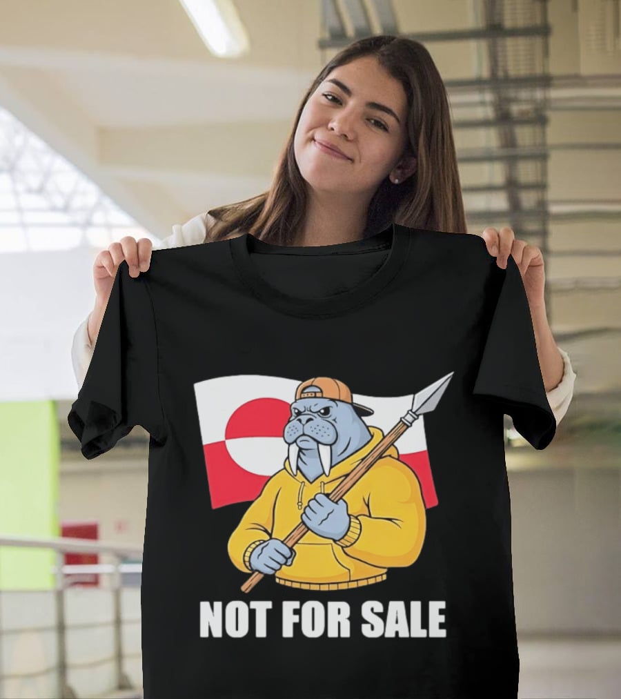 Walrus Holding Spear Greenland Flag Not For Sale T-Shirt
