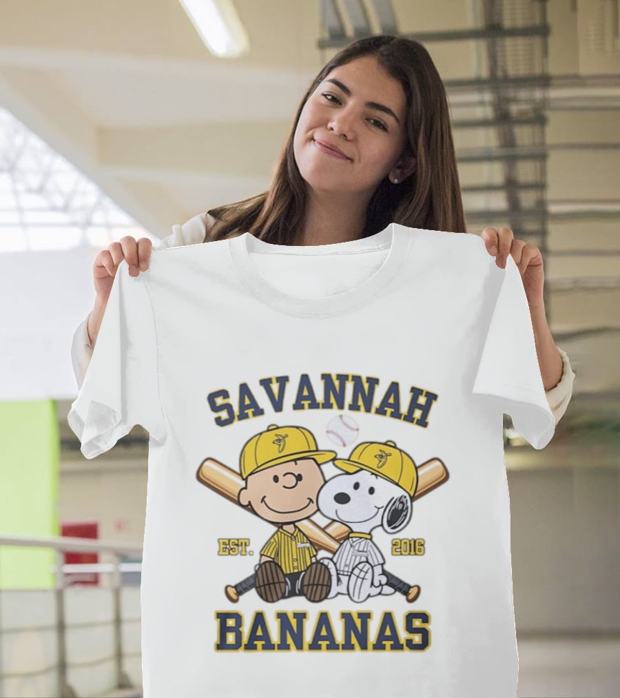 Savannah Bananas Charlie Brown And Snoopy Est 2016 T-Shirt