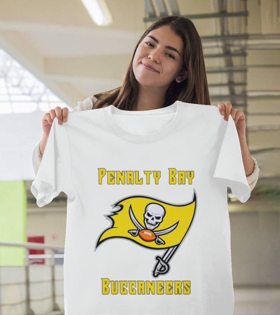 Penalty Bay Buccaneers Yellow Flag Football Skull Swords T-Shirt