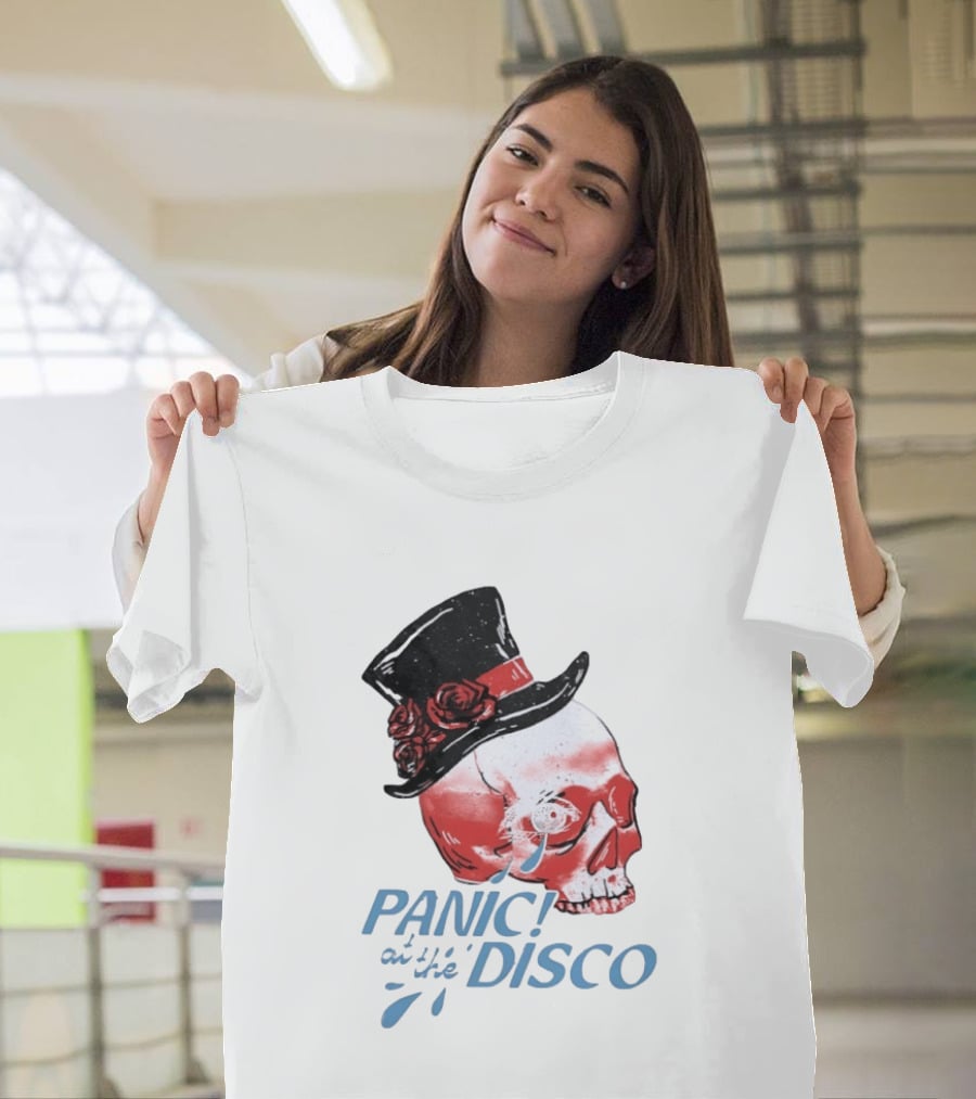 Panic At The Disco Skull Top Hat Roses T-Shirt