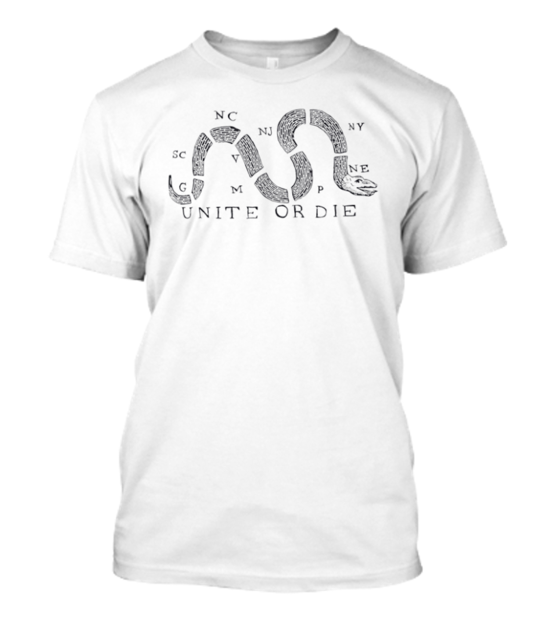 Unite Or Die Join Or Die Snake With Colonial State Abbreviations T-Shirt