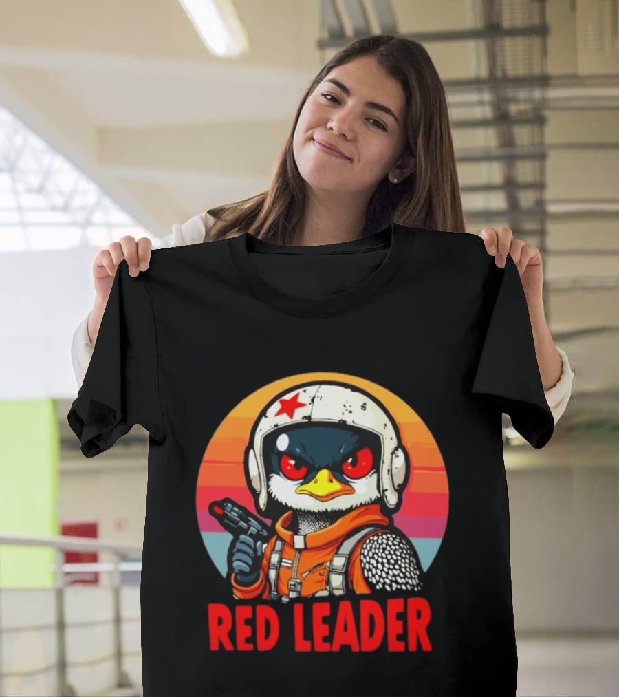 Red Leader Loon Pilot Retro Sunset T-Shirt