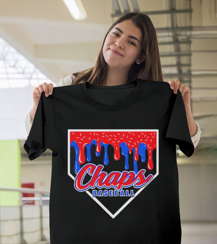 Chaps Baseball Blue Red Melting Motif T-Shirt
