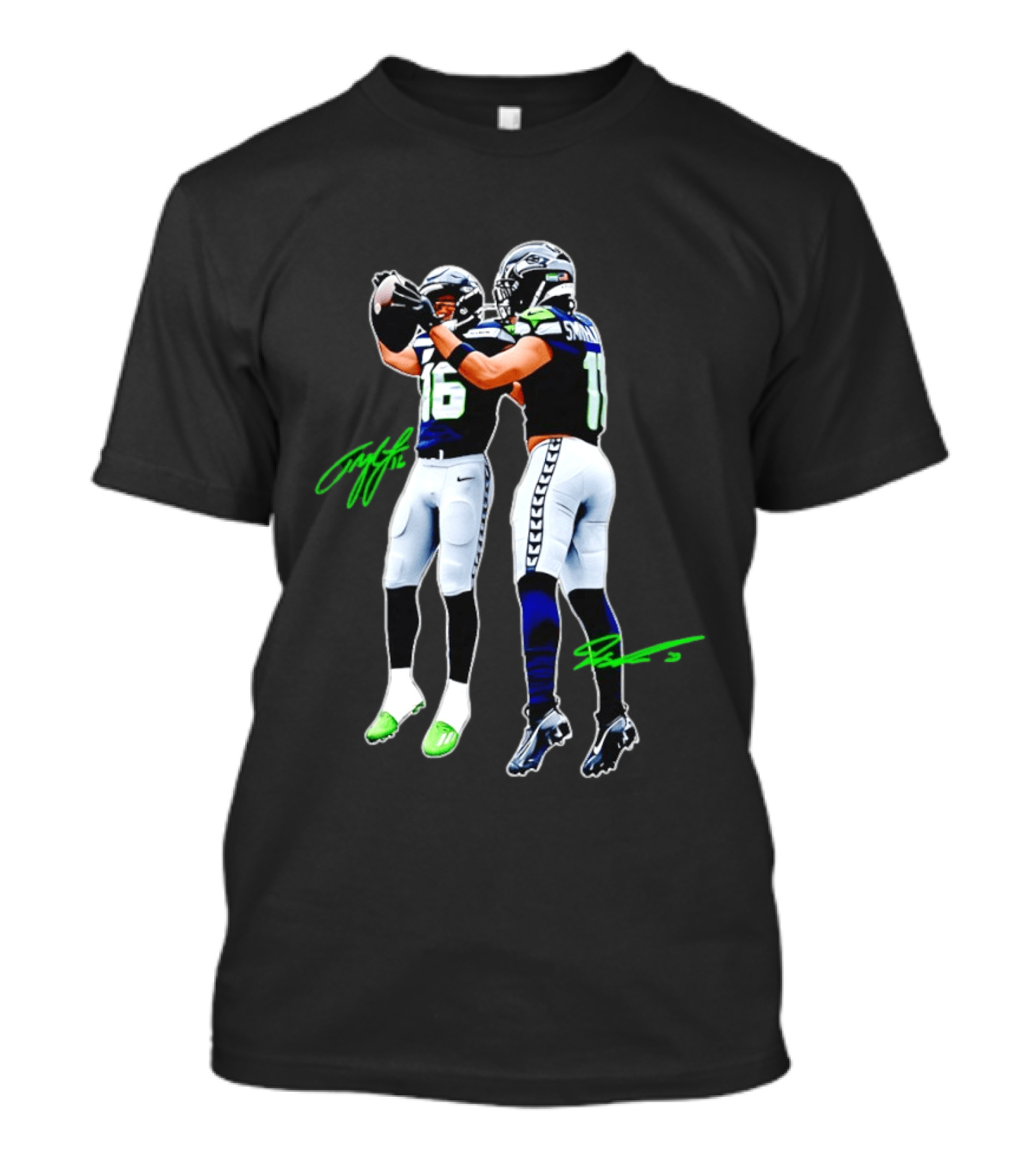Tyler Lockett Jaxon Smith Njigba Seattle Seahawks Signatures NFC Football T-Shirt