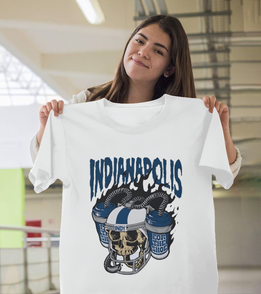Indianapolis Colts Skull Helmet Indy For the Shoe T-Shirt