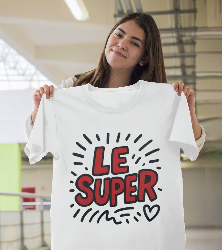 Le Super Text With Doodle Heart And Lines T-Shirt