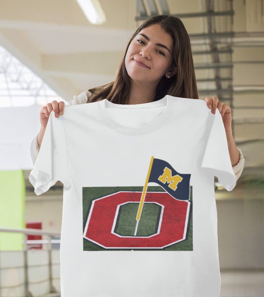 Michigan Flag Planting Ohio Rivalry Symbolic Gesture T-Shirt