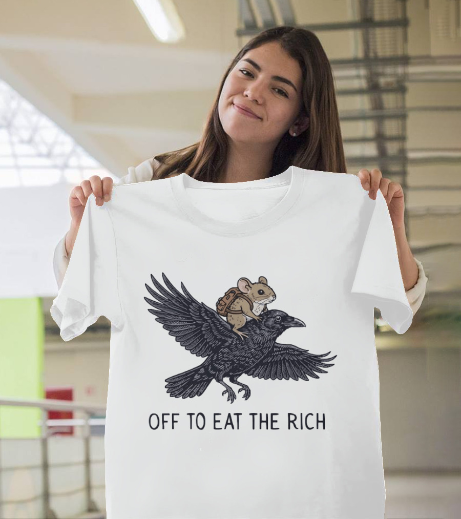 Mouse Riding Raven Off To Eat The Rich T-Shirt