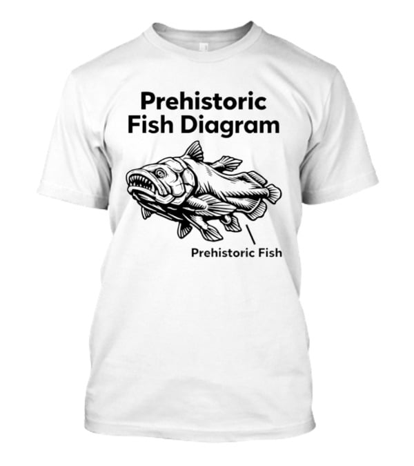 Prehistoric Fish Diagram Coelacanth Creature T-Shirt