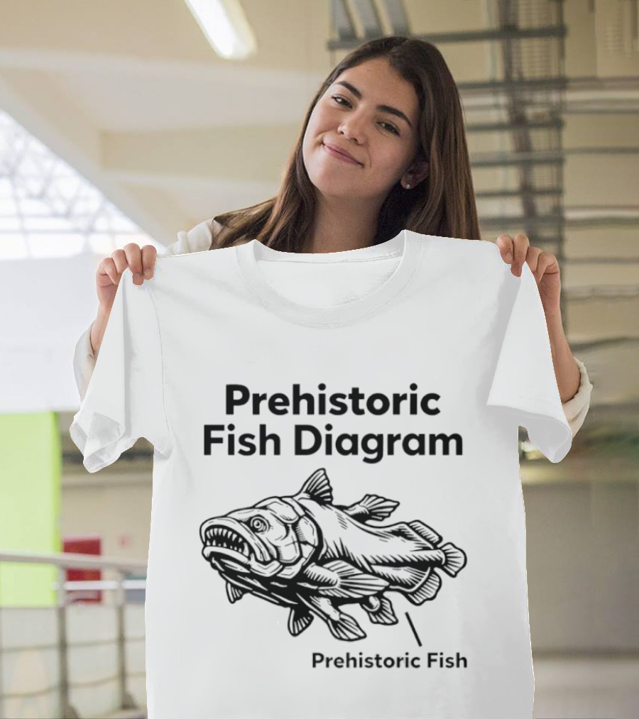 Prehistoric Fish Diagram Coelacanth Creature T-Shirt