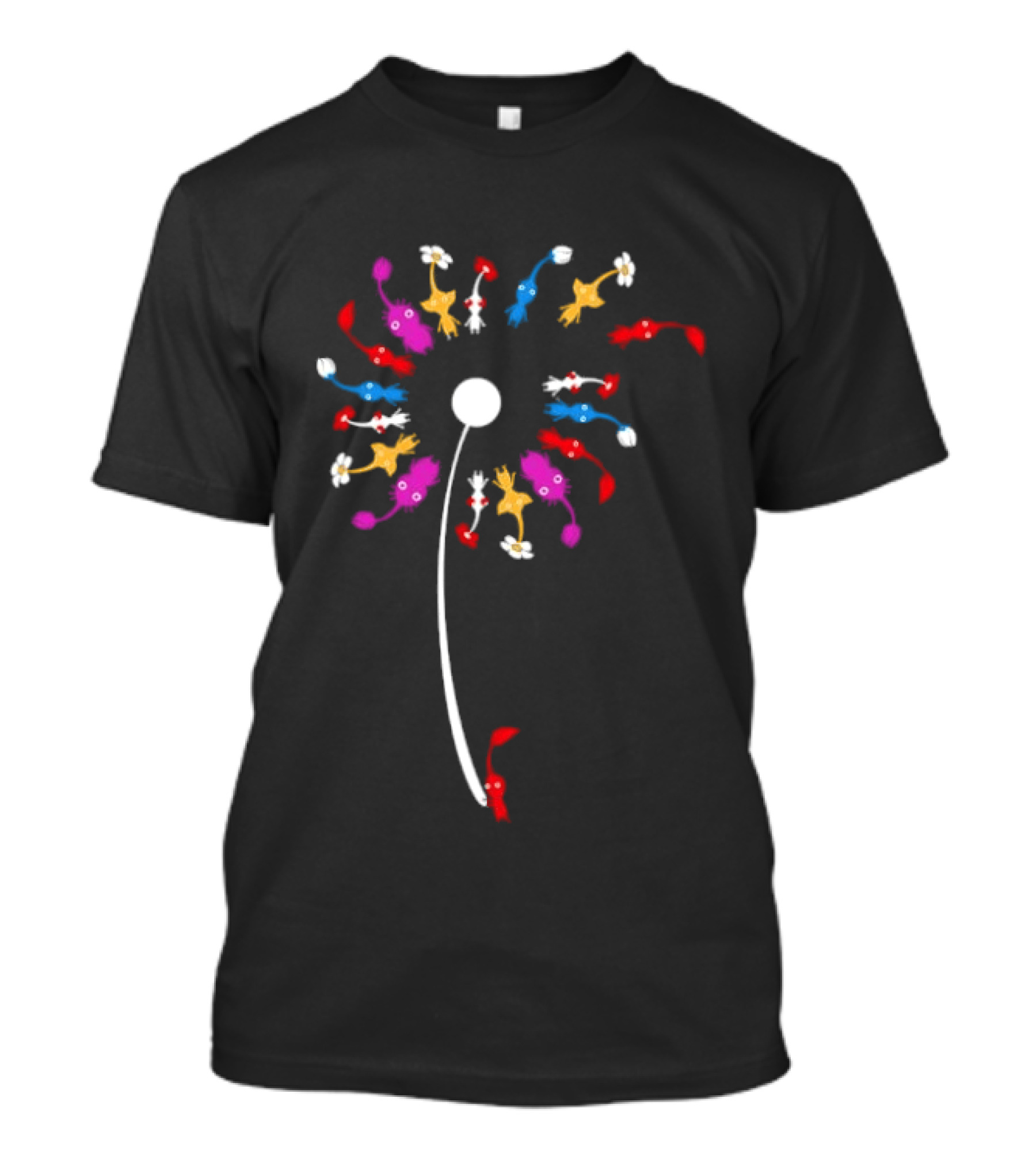 Pikmin Dandelion Flower With Colorful Game Characters Nature T-Shirt