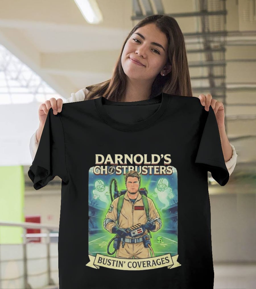 Darnold's Ghostbusters Bustin' Coverages Paranormal NFL Football Action T-Shirt