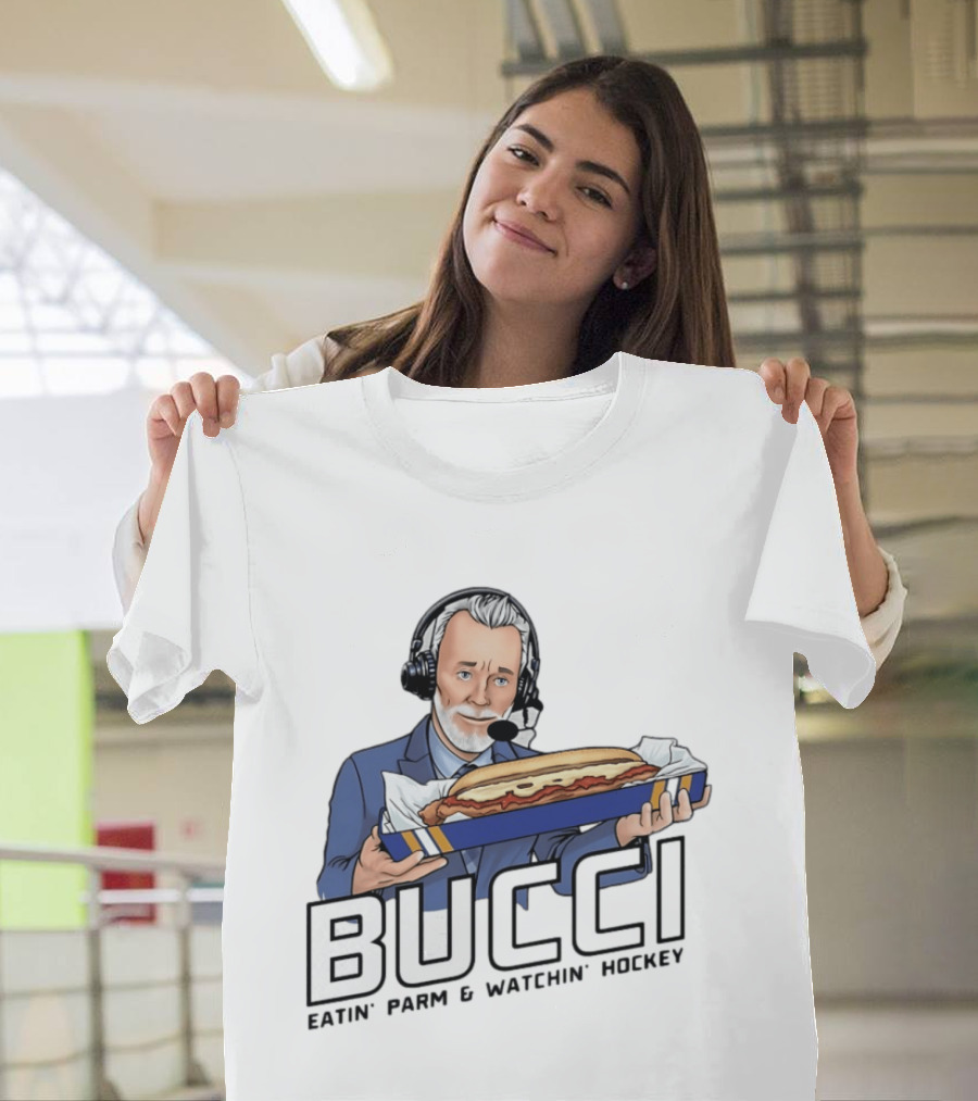 BUCCI Eatin' Parm And In' Hockey With Headset And Sub Sandwich T-Shirt