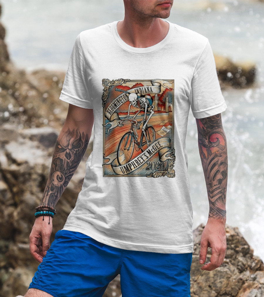 Umphrey's McGee Bloomington Indiana 2026 Skeleton Cycling T-Shirt