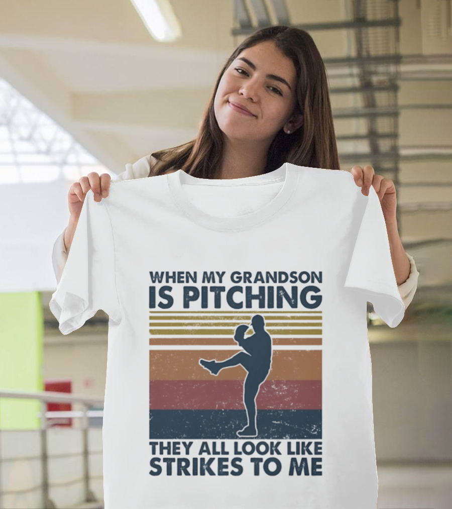 Grandson Pitching Baseball Strikes T-Shirt
