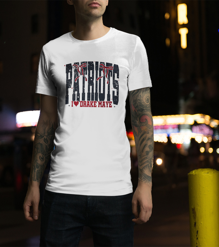 Patriots Bow I Love Drake Maye T-Shirt