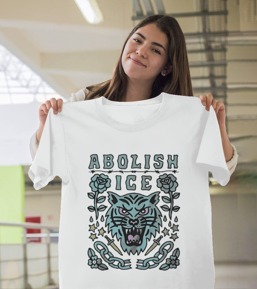 Tiger Abolish ICE Tattoo Chains Roses And Stars T-Shirt