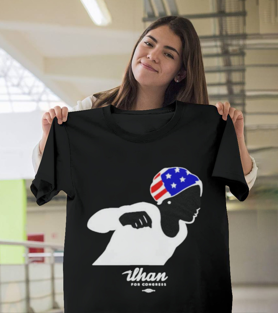 Ilhan For Congress Patriotic Runner Icon Don't Let Bullies Win T-Shirt