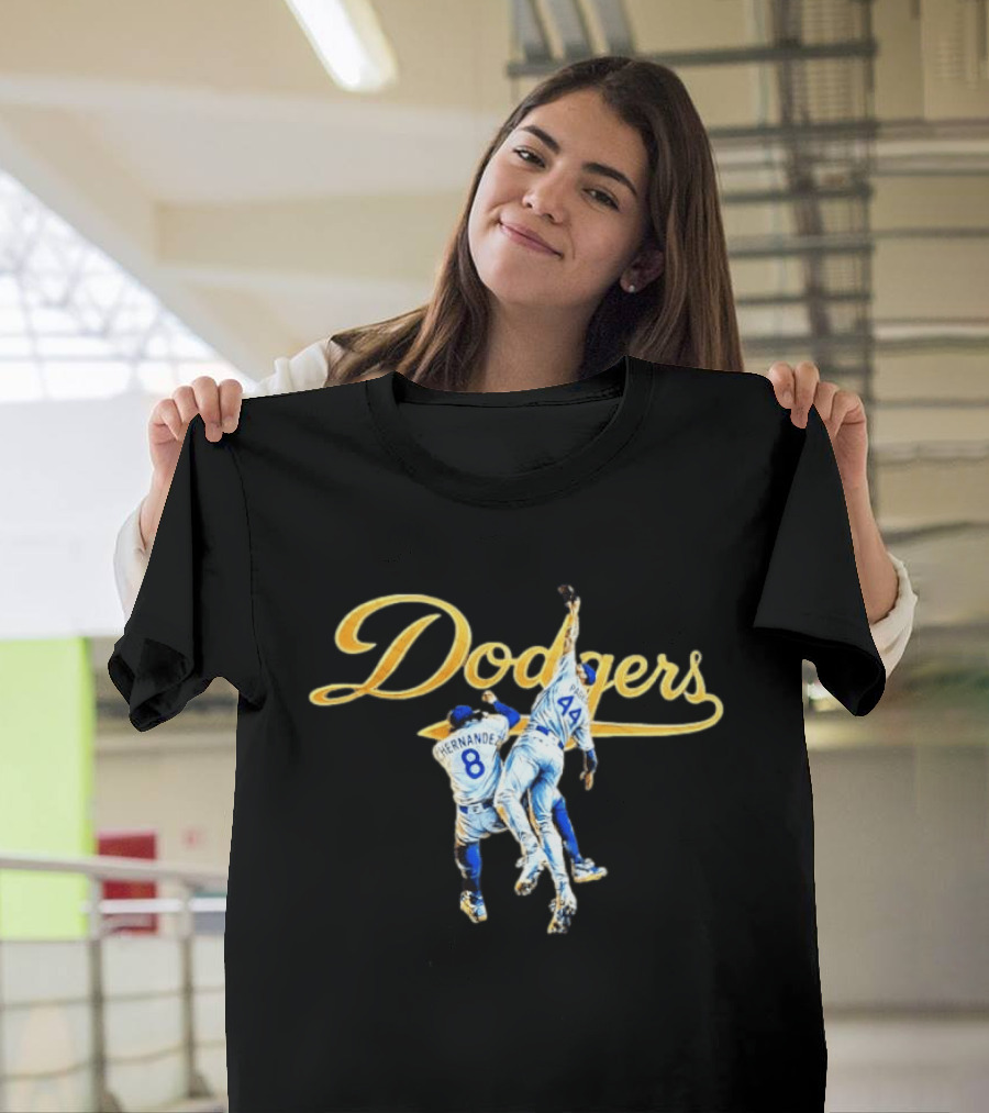Dodgers Hernandez 8 Pages 44 Jumping Celebration T-Shirt