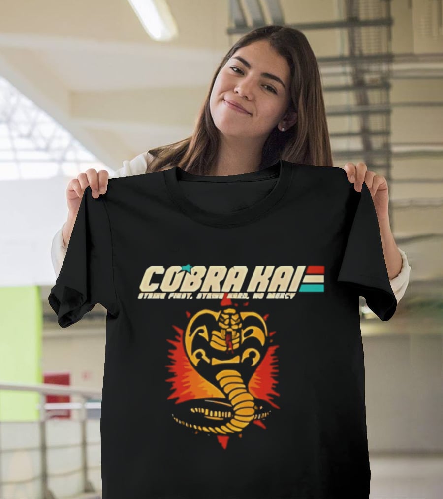 Cobra Kai Strike First Strike Hard No Mercy Iconic Cobra T-Shirt